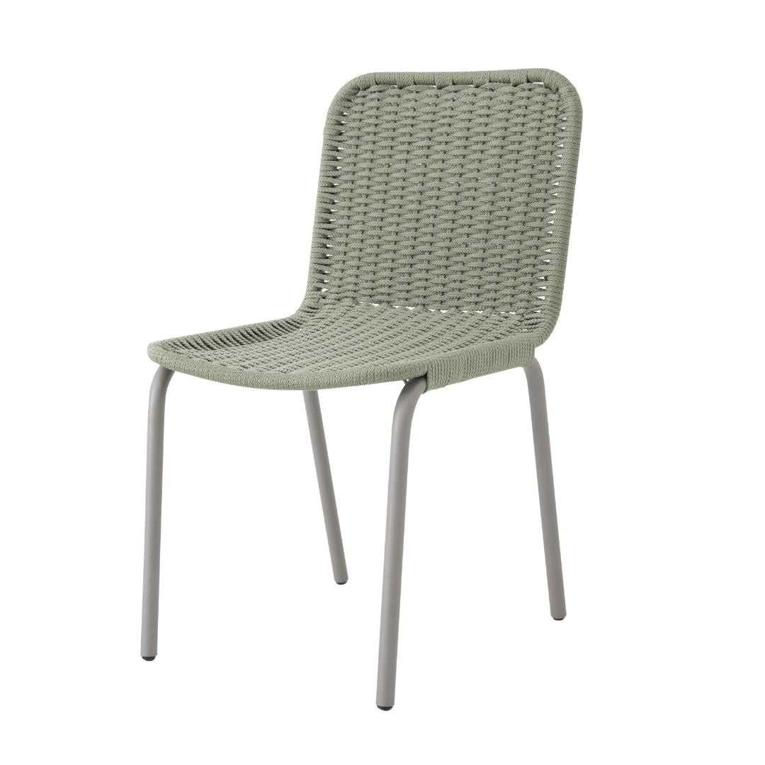 Los Angeles Chair Aluminum Gray Color Flat Nautical Rope Pearl Green Color