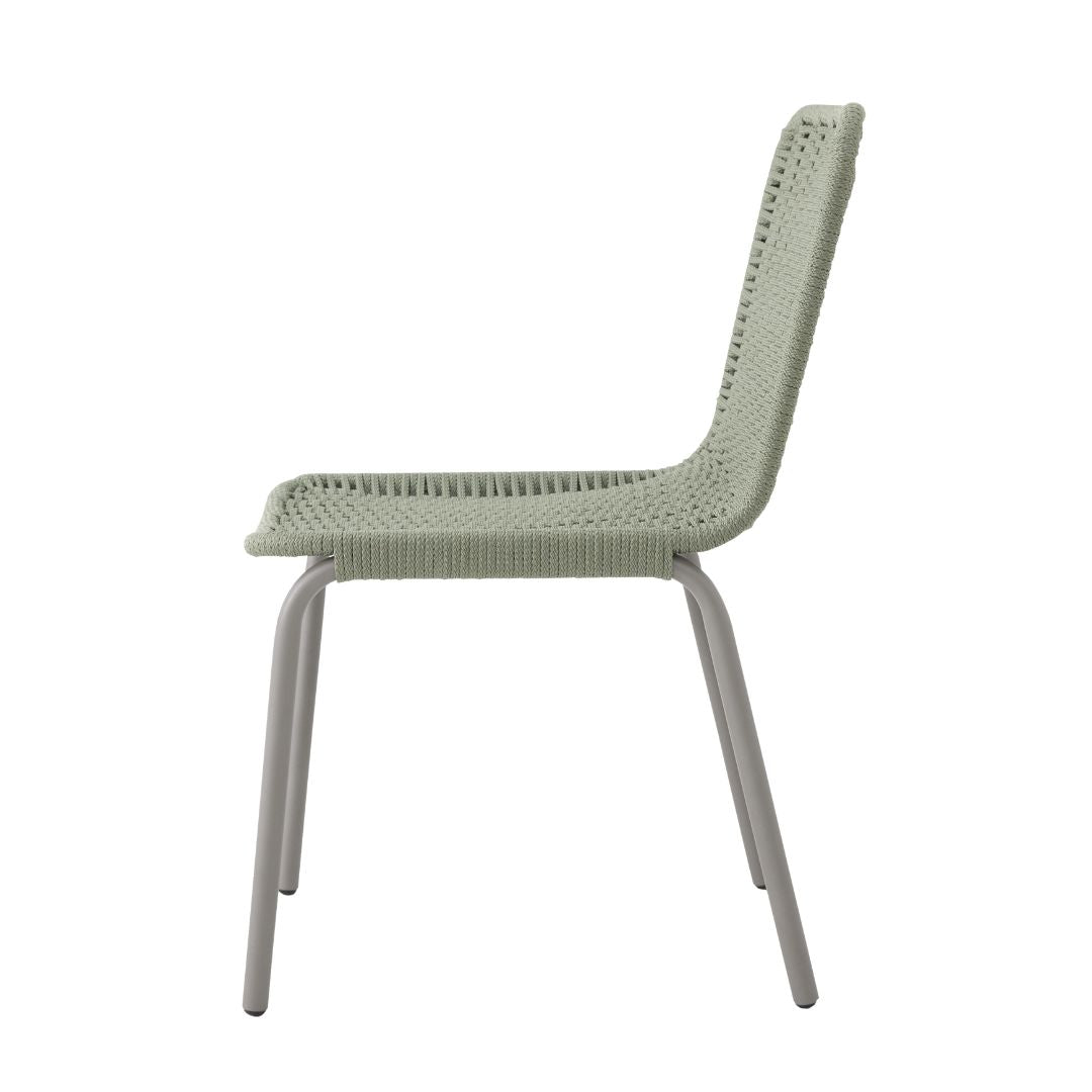 Los Angeles Chair Aluminum Gray Color Flat Nautical Rope Pearl Green Color