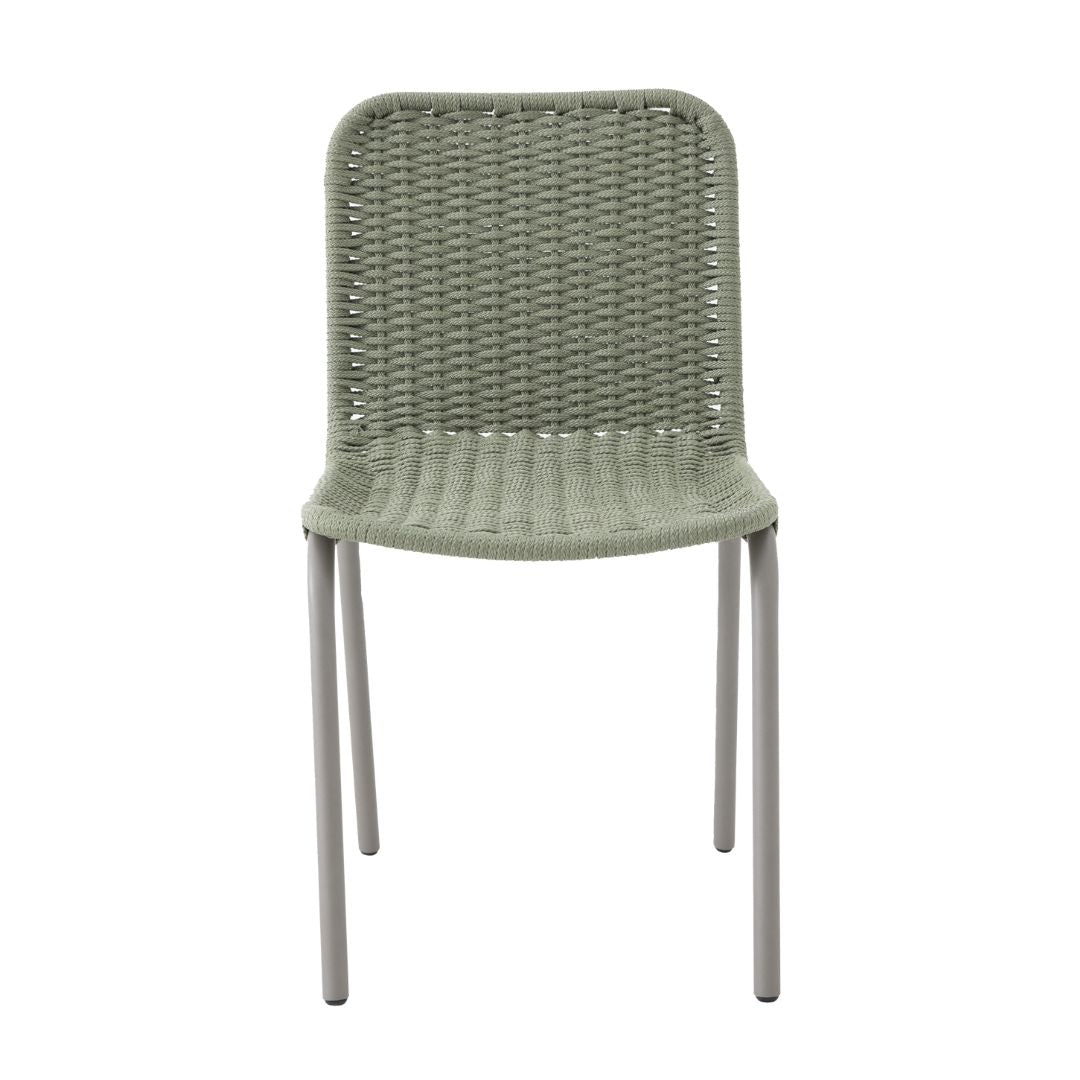 Los Angeles Chair Aluminum Gray Color Flat Nautical Rope Pearl Green Color