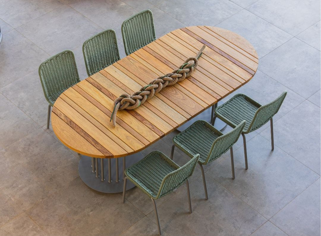 Los Angeles Chair Aluminum Gray Color Flat Nautical Rope Pearl Green Color