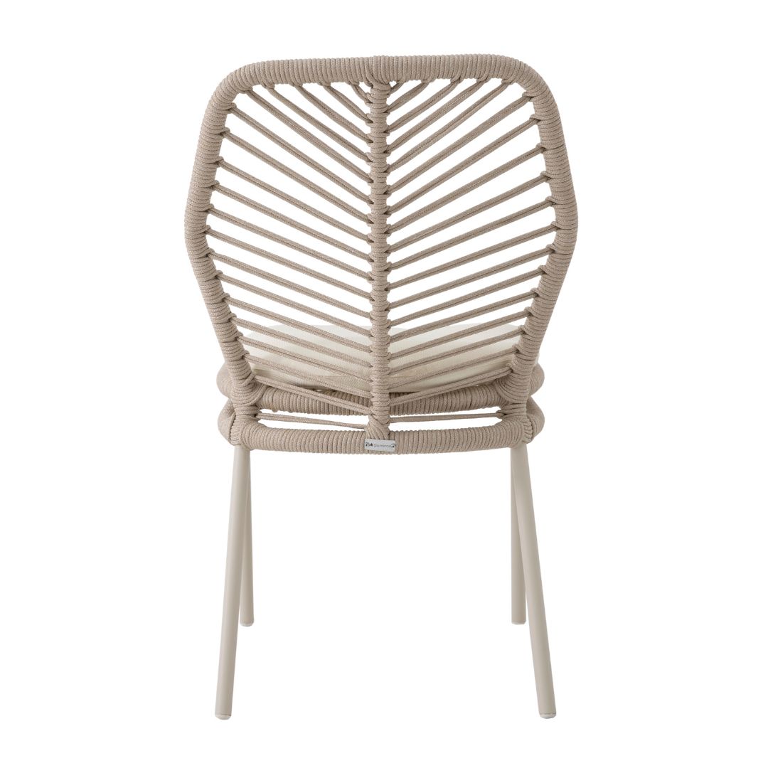 Selecta Aluminum Chair Beige Color Nautical Rope Sand Color Upholstered Seat Captain Alabaster Fabric