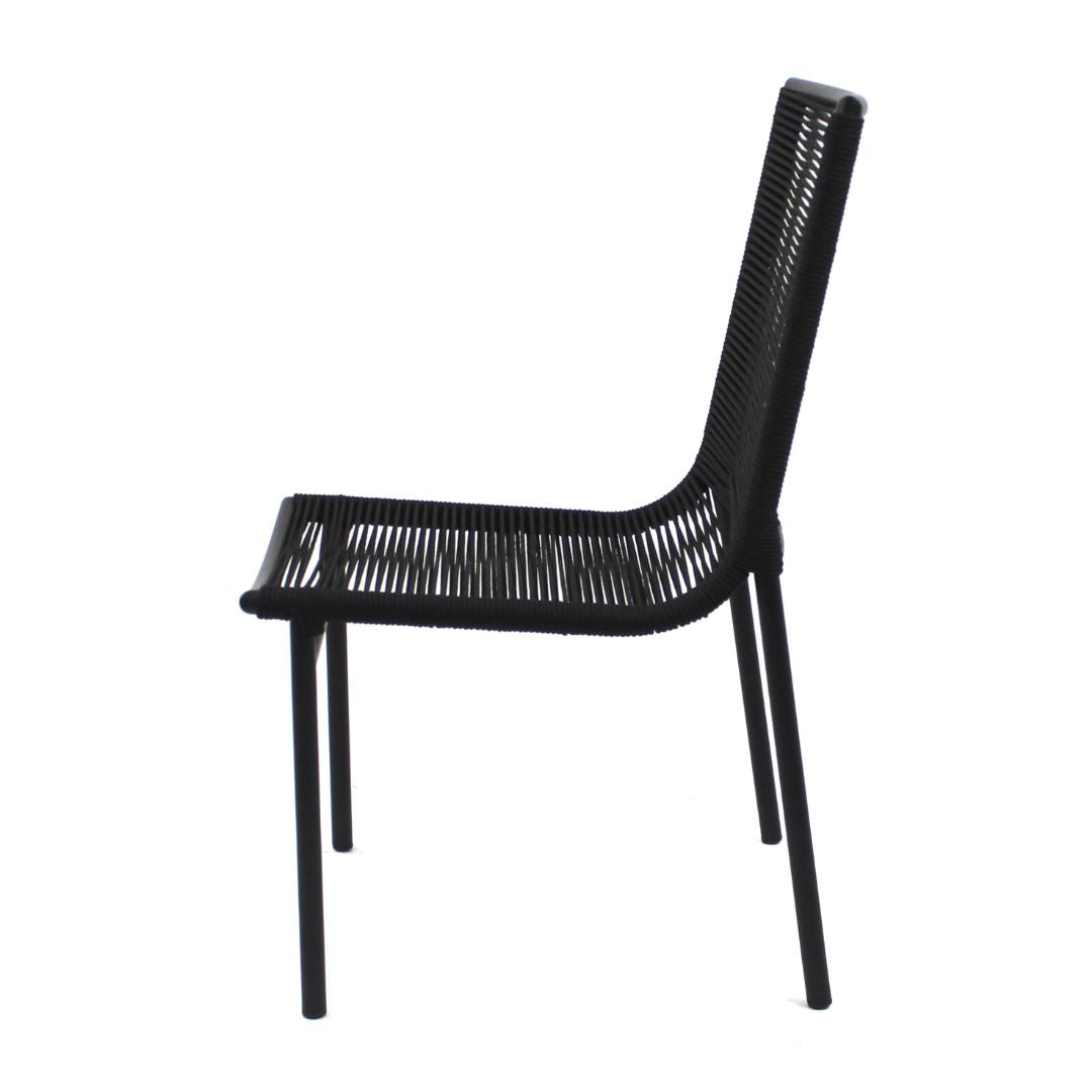 Flower Chair Aluminum Black Color Nautical Rope Black Color