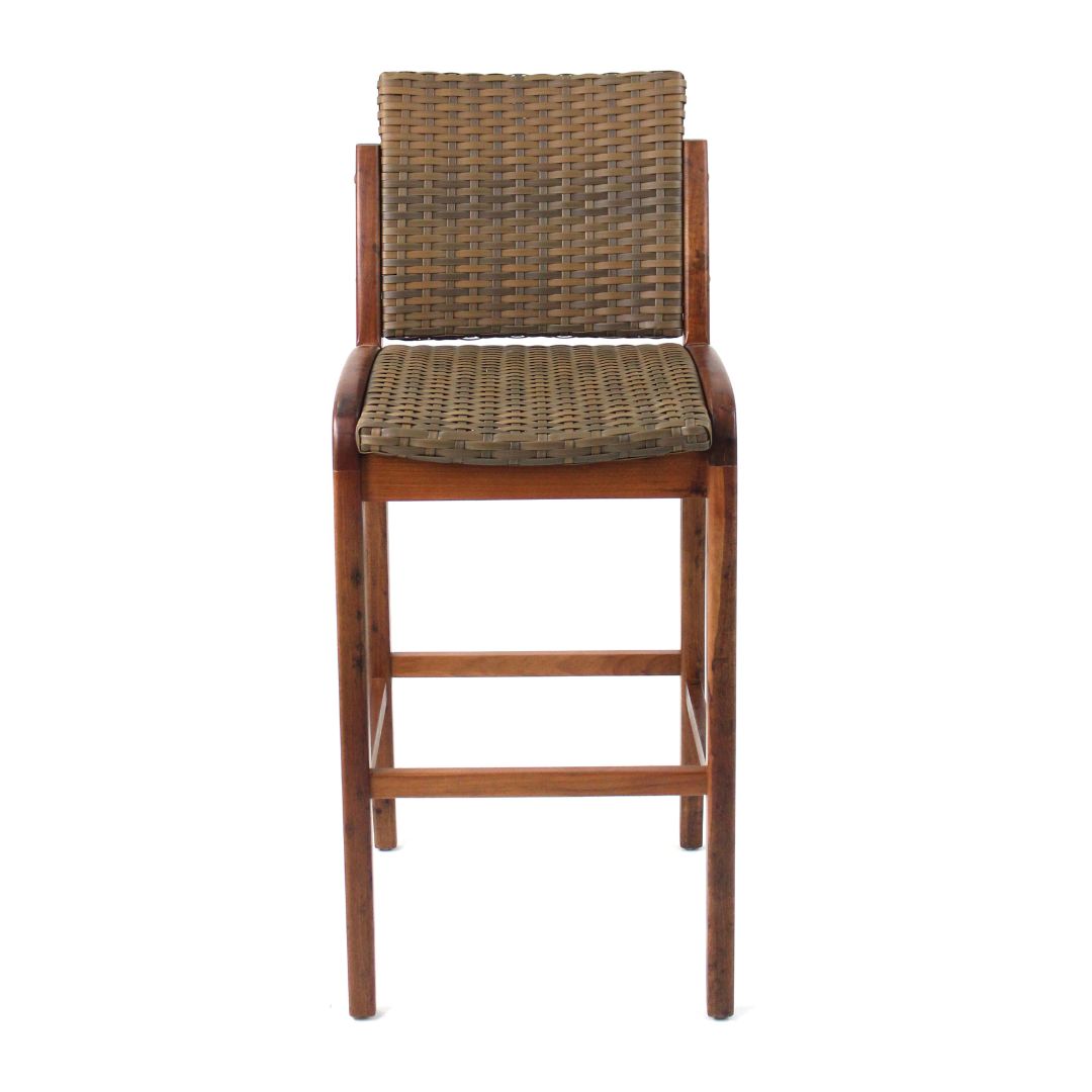 Imperial Stool Cumaru Wood Synthetic Fiber Mixed Brown Color