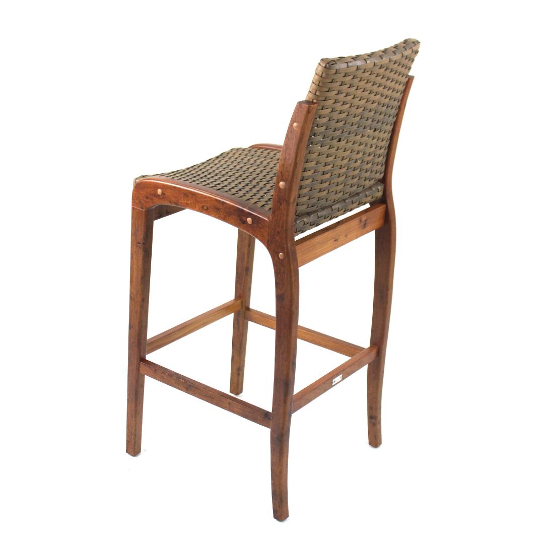 Imperial Stool Cumaru Wood Synthetic Fiber Mixed Brown Color
