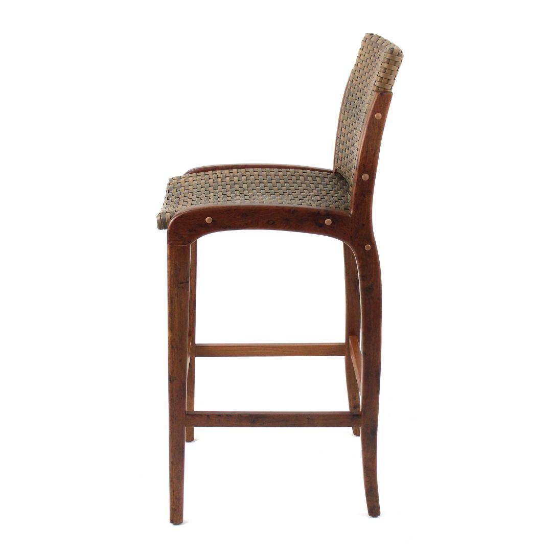 Imperial Stool Cumaru Wood Synthetic Fiber Mixed Brown Color