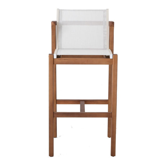 Itapuã Stool Freijó Wood Aluminum Beige Color White Color Fabric