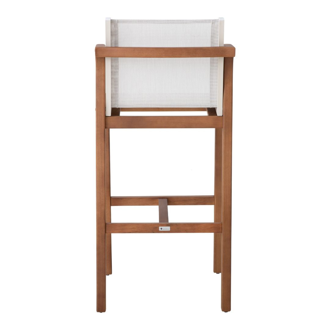 Itapuã Stool Freijó Wood Aluminum Beige Color White Color Fabric