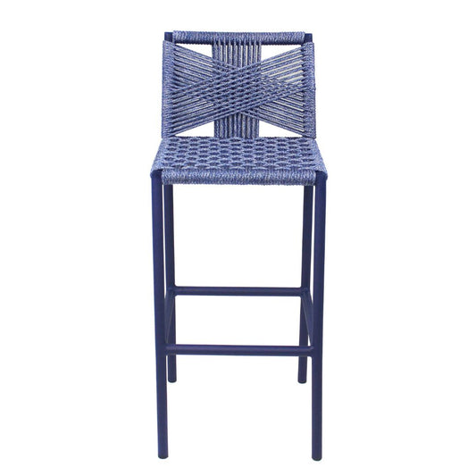 Joly Aluminum Stool, Blue Color, Nautical Rope, Mixed Blue Color