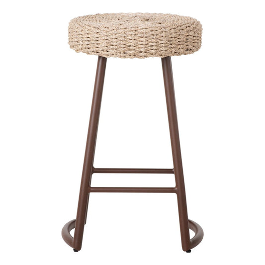 Maya Aluminum Stool Corten Color Nautical Rope Color Mixed Beige