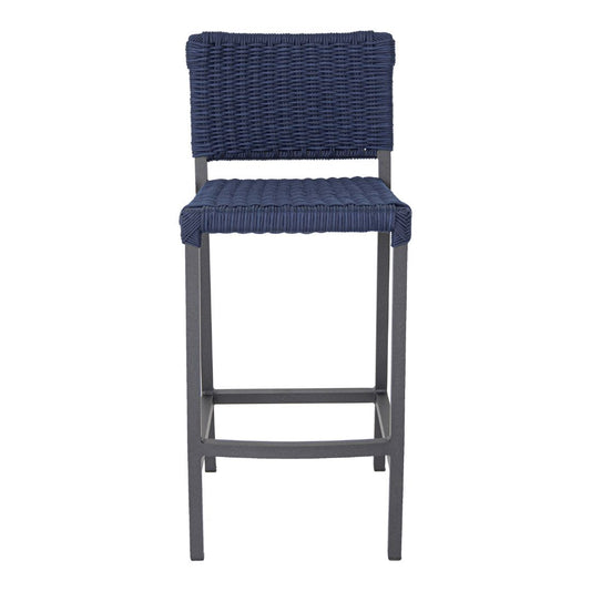 Angra Aluminum Stool Gray Color Nautical Rope Navy Blue Color