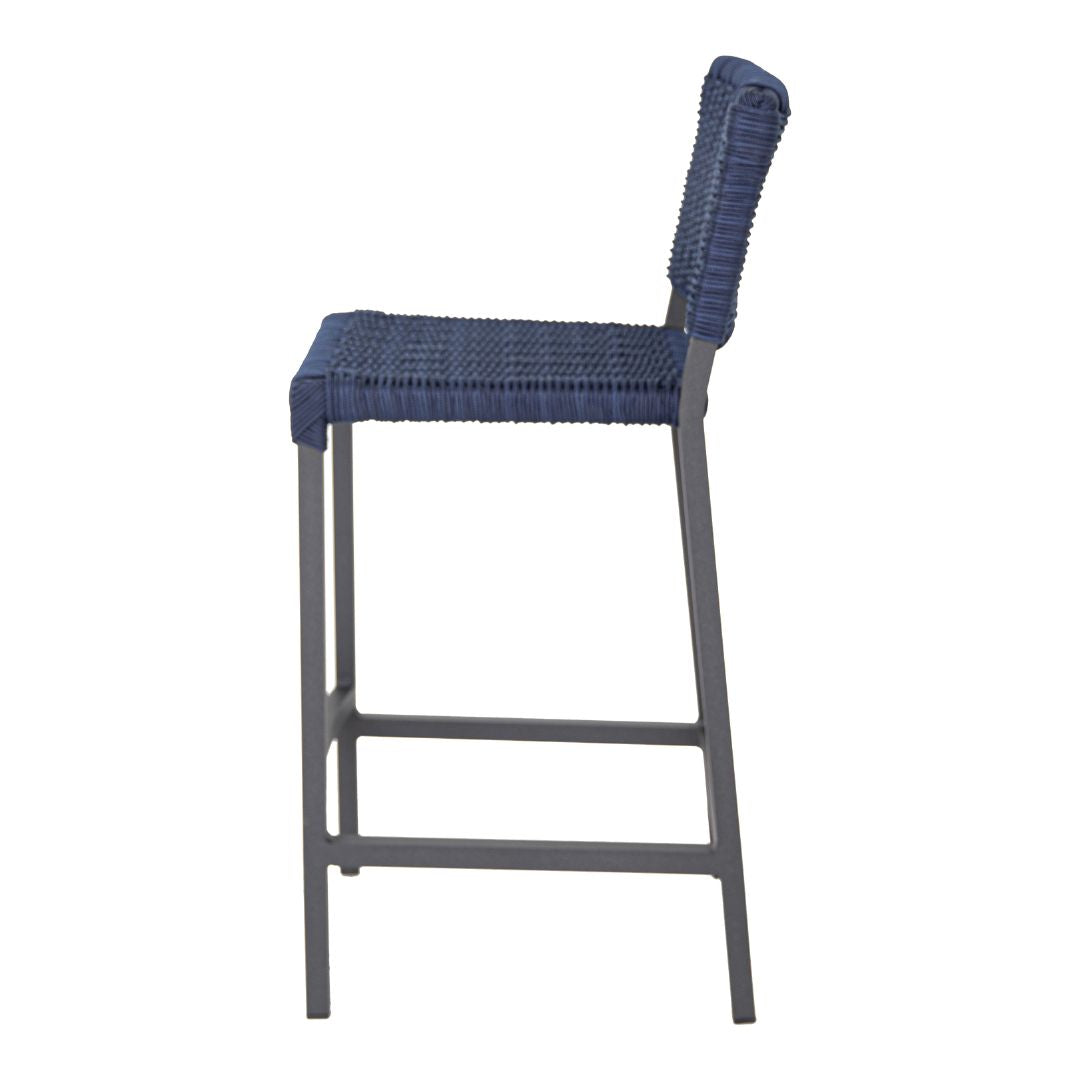 Taburete Angra Aluminio Color Gris Cuerda Náutica Color Azul Marino