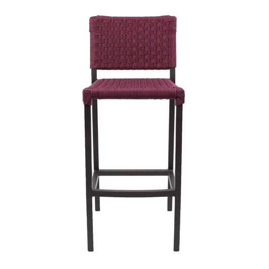 Angra Aluminum Stool Coffee Color Nautical Rope Wine Color Wine Color Ribbon