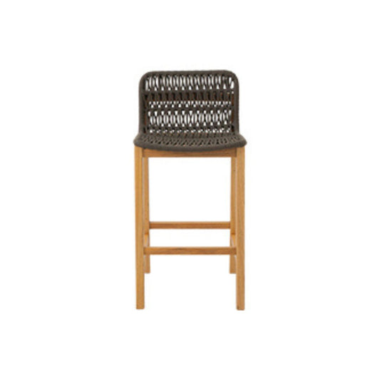 Cayman Stool in Freijó Wood with Nautical Rope, Brown Color