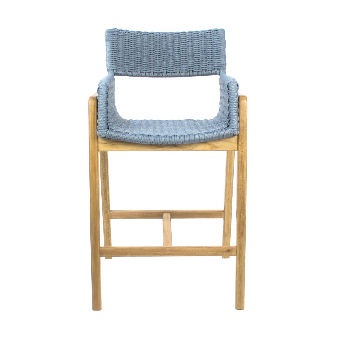 Taburete Náutico de Cuerda de Madera Hortência Freijó Gris Azul