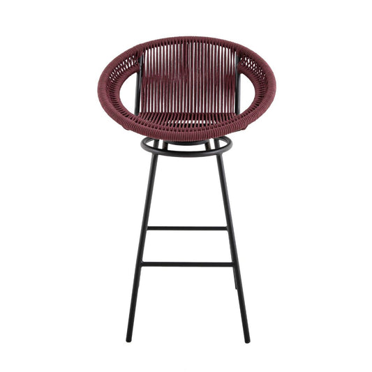 Martin Stool Aluminum Black Color Nautical Rope Color Marsala