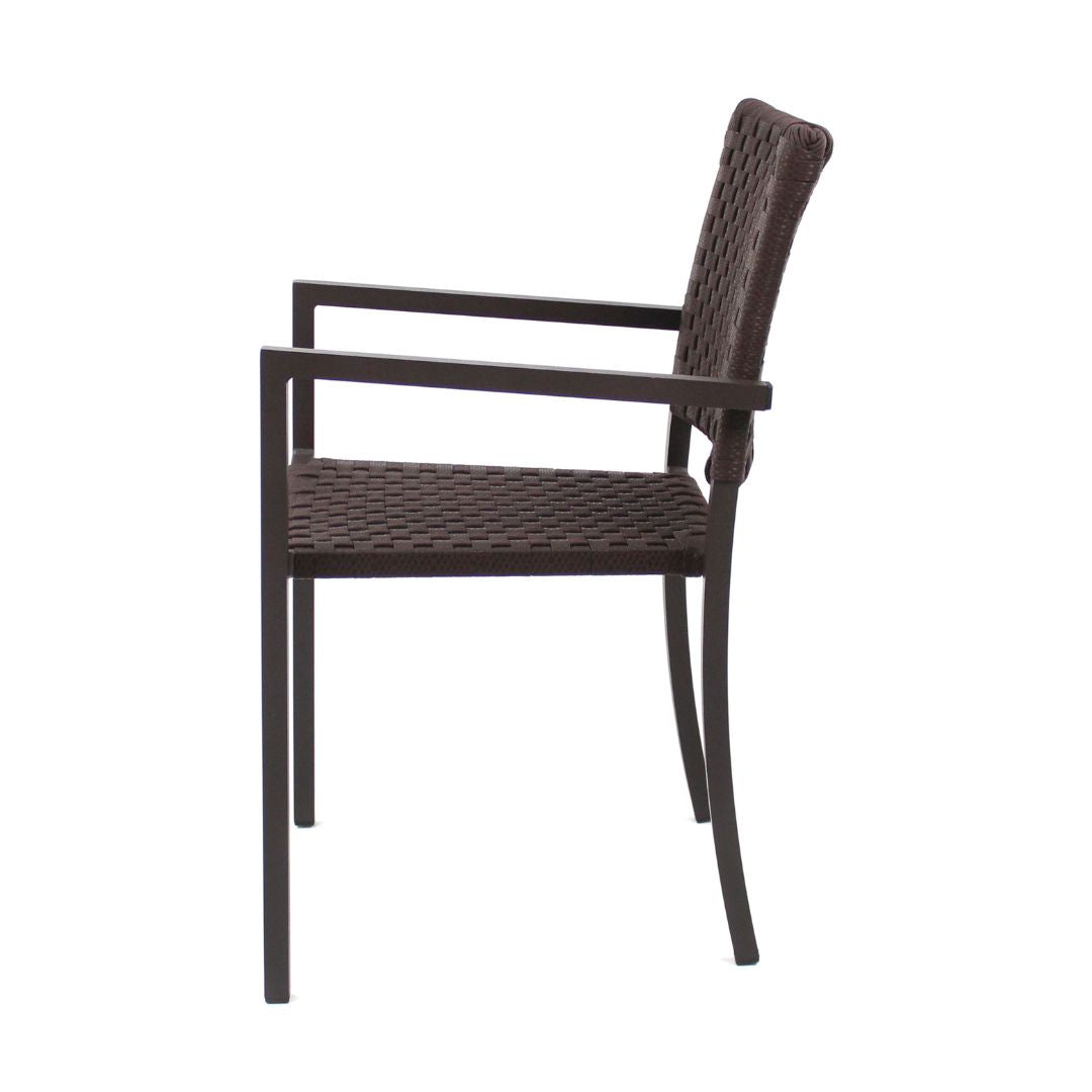 Angra Aluminum Armchair Brown Color Nautical Rope Brown Color Ribbon Brown Color