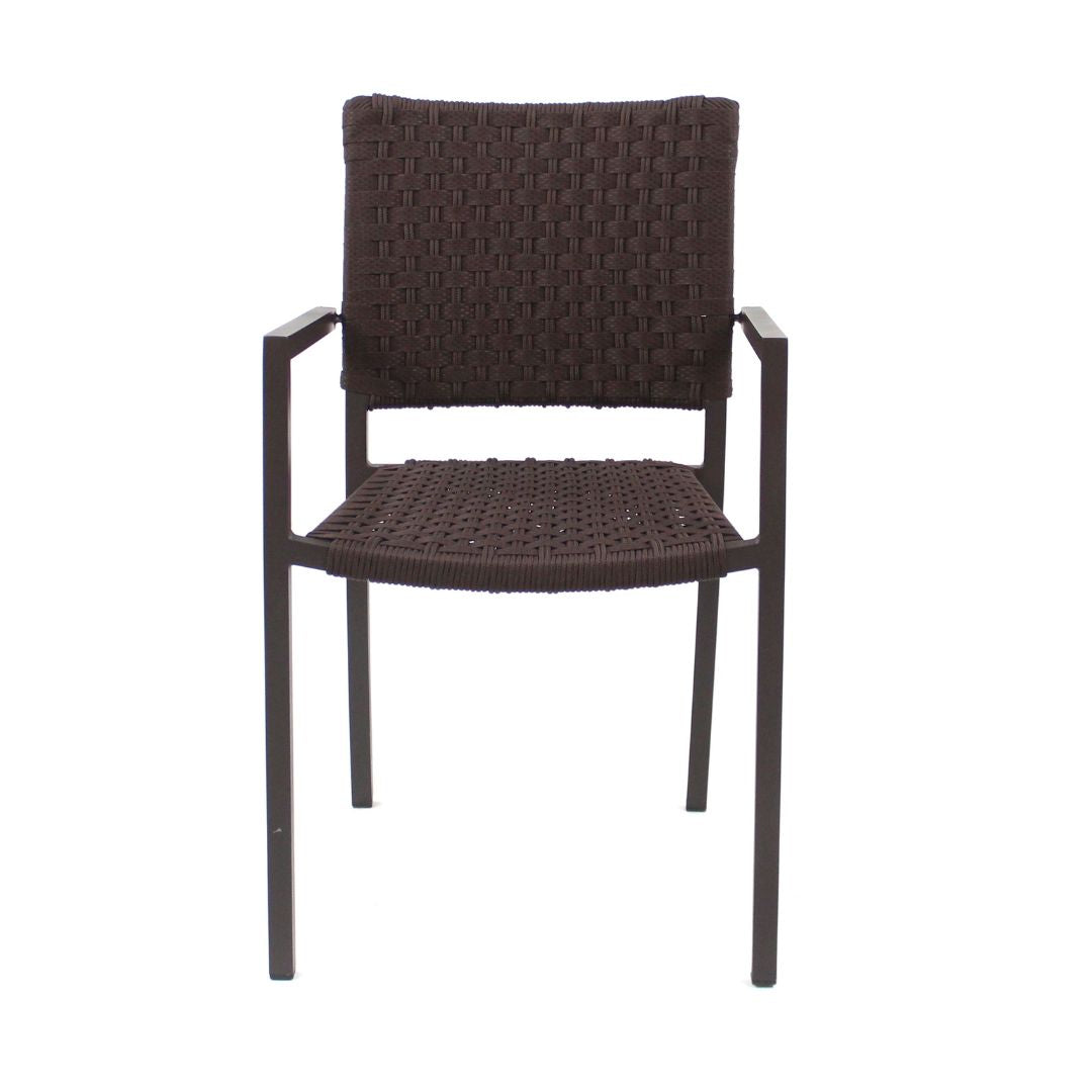Angra Aluminum Armchair Brown Color Nautical Rope Brown Color Ribbon Brown Color