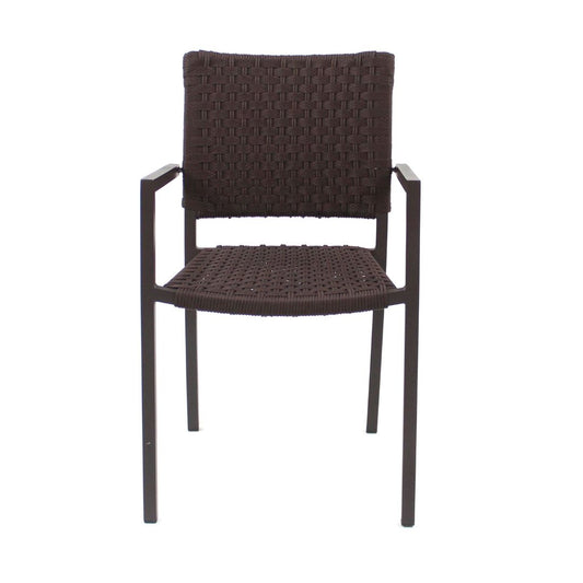 Angra Aluminum Armchair Brown Color Nautical Rope Brown Color Ribbon Brown Color