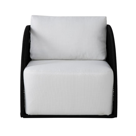 Antares Nautical Rope Armchair Black Color Backrest and Seat Upholstered Quaker Fabric Raw