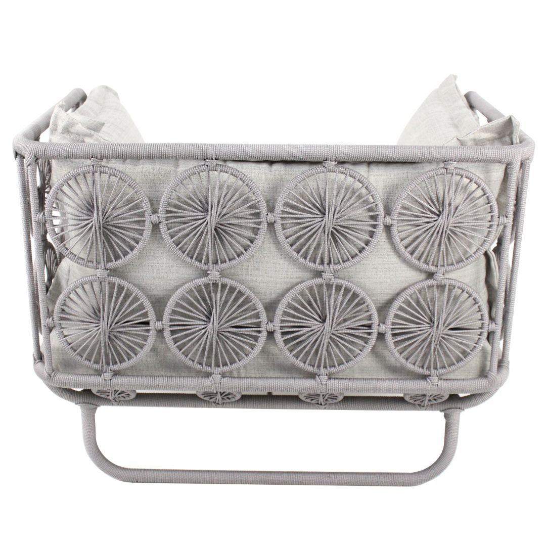 Erys Nautical Rope Armchair Light Silver Color Backrest and Seat Upholstered in Quaker Silver Mix Fabric