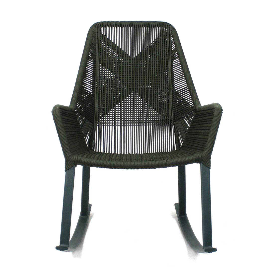 Sorrento Rocking Chair Aluminum Green Color Nautical Rope Color Moss Green
