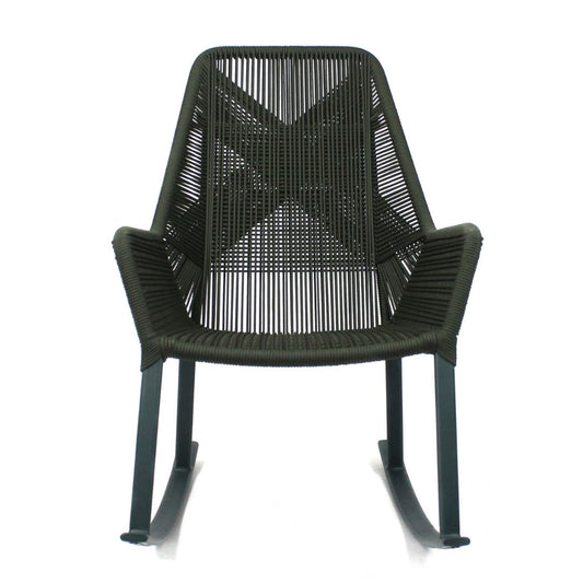 Sorrento Rocking Chair Aluminum Green Color Nautical Rope Color Moss Green