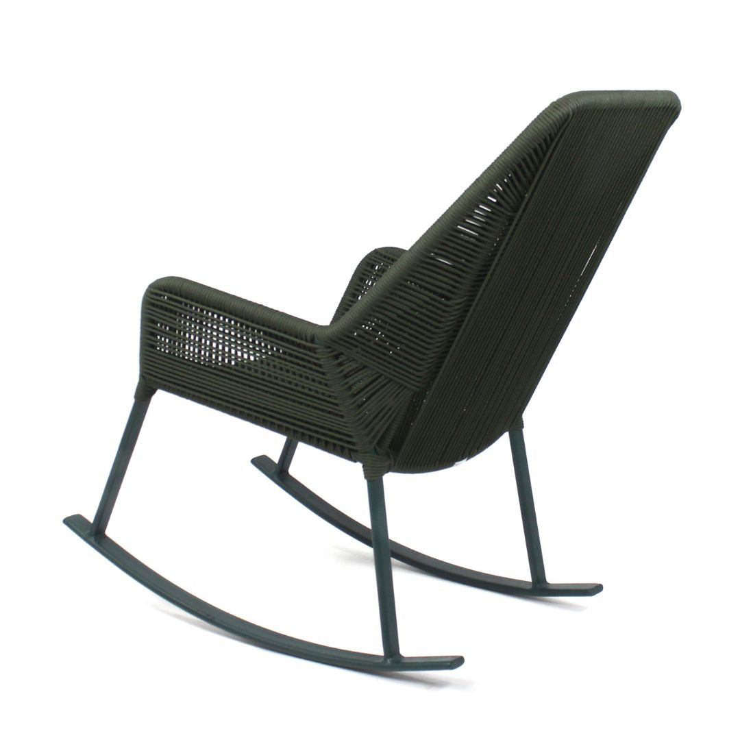 Sorrento Rocking Chair Aluminum Green Color Nautical Rope Color Moss Green