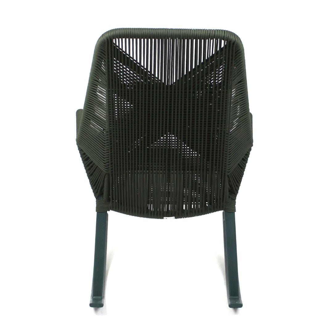 Sorrento Rocking Chair Aluminum Green Color Nautical Rope Color Moss Green