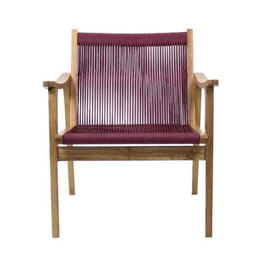 Botanic Armchair Freijó Wood Nautical Rope Wine Color
