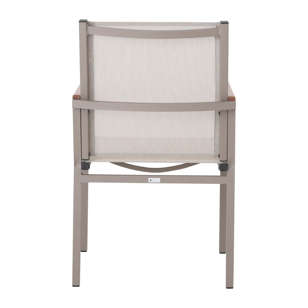 Búzios Armchair Freijó Wood Aluminum Champagne Color Mixed Beige Color Fabric