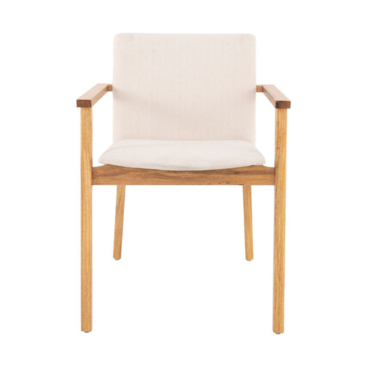 Catteli Armchair Freijó Wood Backrest and Seat Upholstered in Quaker Sand Fabric