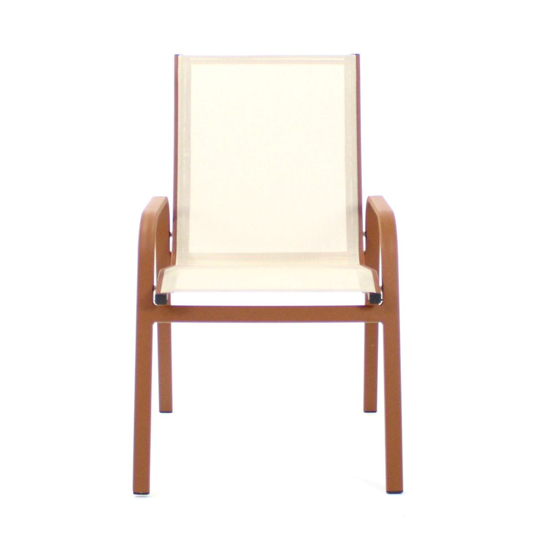 Coral Aluminum Armchair in Mixed Brown Color and Mixed Beige Color Fabric