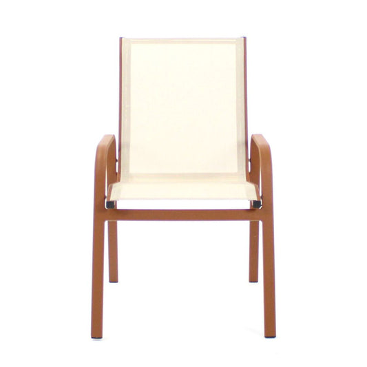 Coral Aluminum Armchair in Mixed Brown Color and Mixed Beige Color Fabric