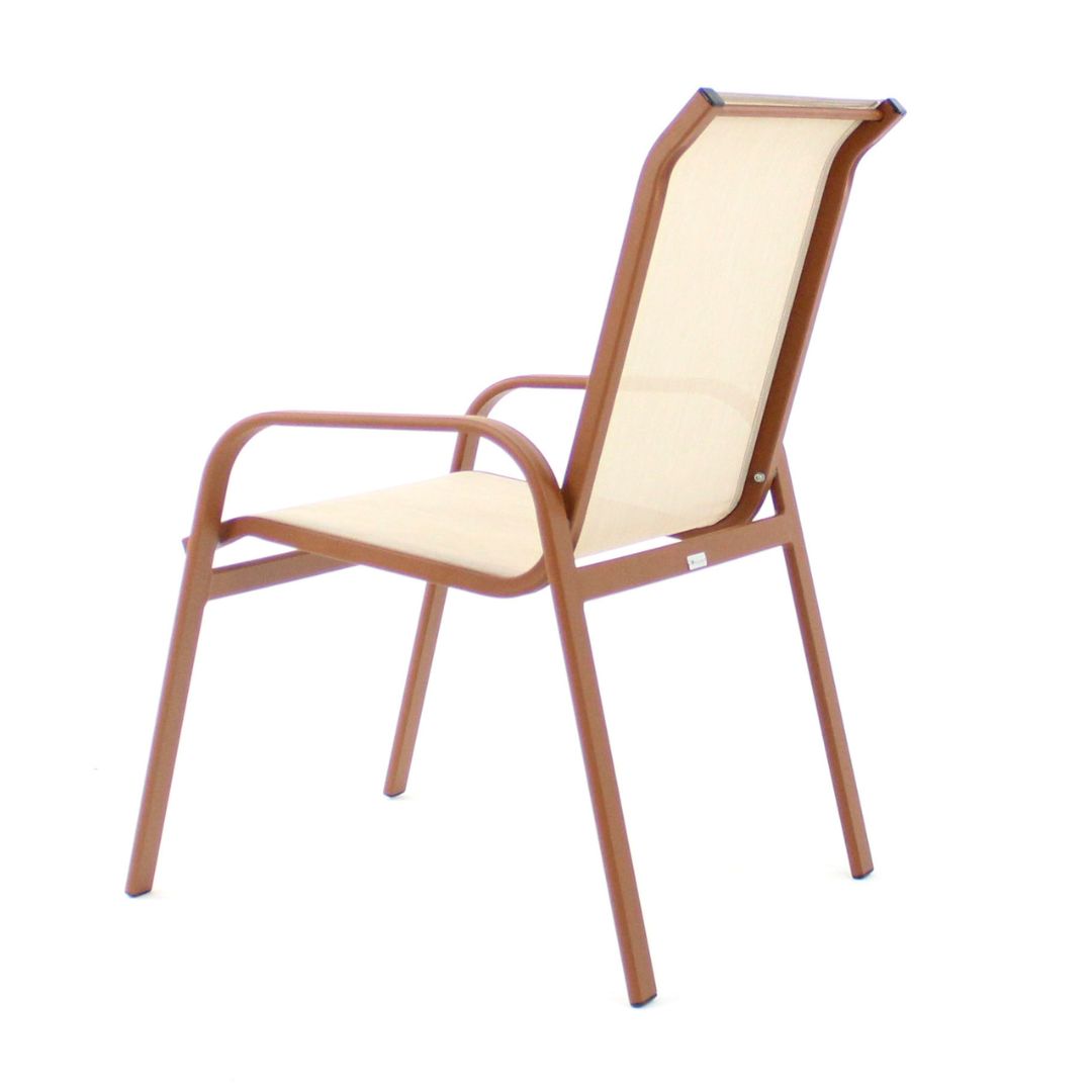 Coral Aluminum Armchair in Mixed Brown Color and Mixed Beige Color Fabric