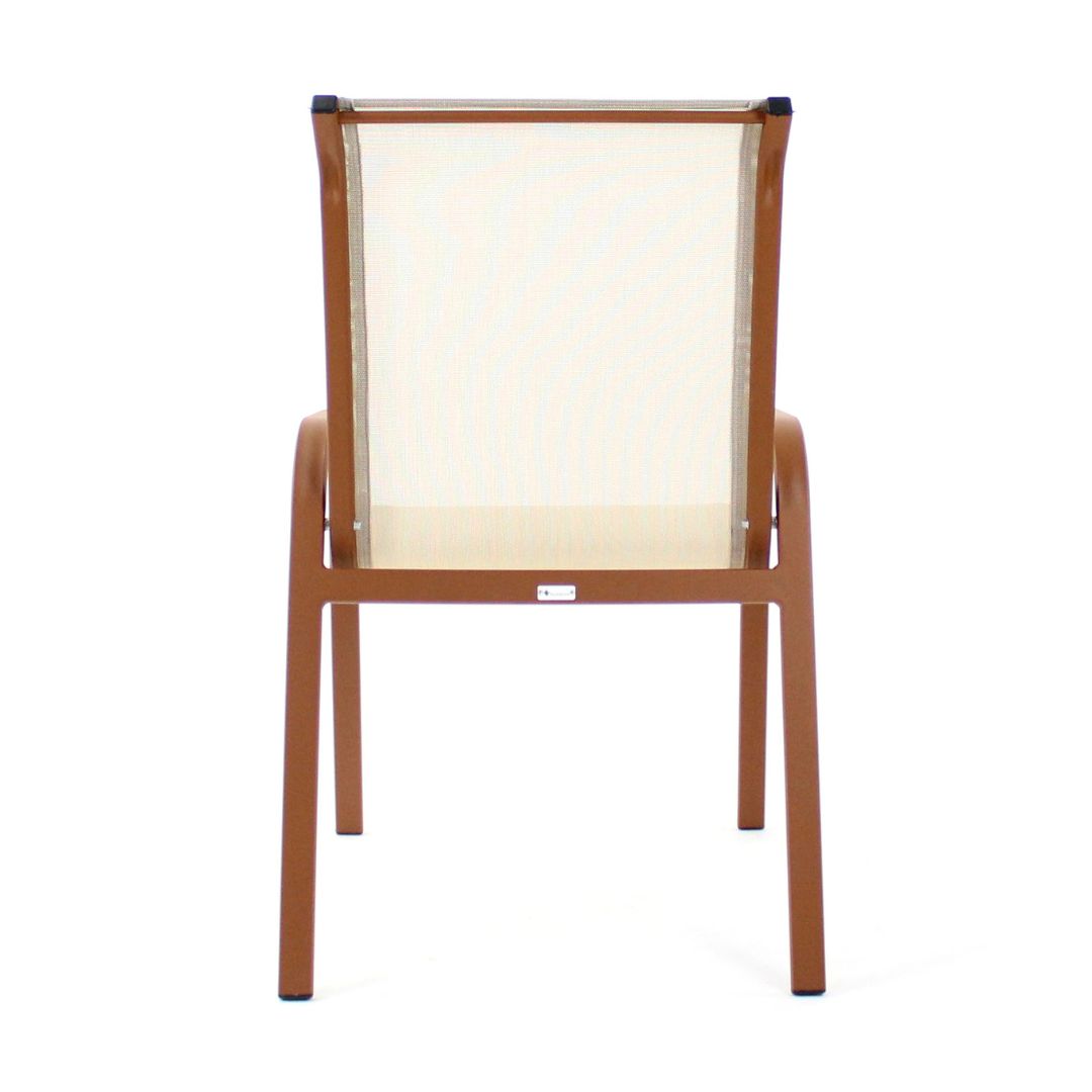 Coral Aluminum Armchair in Mixed Brown Color and Mixed Beige Color Fabric