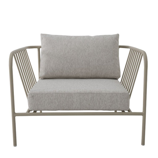 Dallas Armchair Aluminum Beige Color Backrest and Seat Upholstered Off White Master Fabric