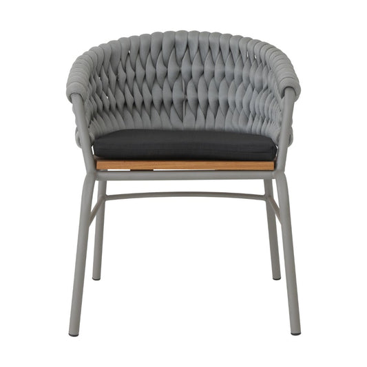 Desh Armchair Freijó Wood Aluminum Gray Color Nautical Knit Silver Color Upholstered Seat Quaker Fabric Black