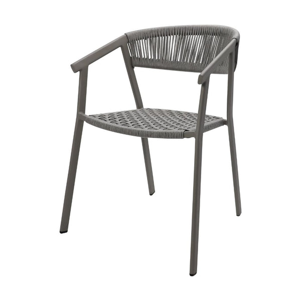 Ambiente 2 com Poltrona Duda Alumínio Cor Preto Corda Náutica Cor Preto Assento Estofado Tecido Quaker Mix Cinza