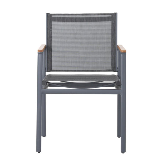 Hilary Armchair Freijó Wood Aluminum Graphite Color Canvas Mixed Gray Color