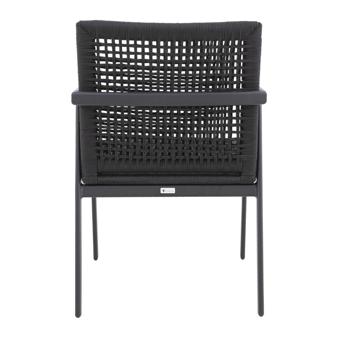 Silla con Brazo Itapuã Aluminio Color Plomo Cuerda Náutica Color Negro