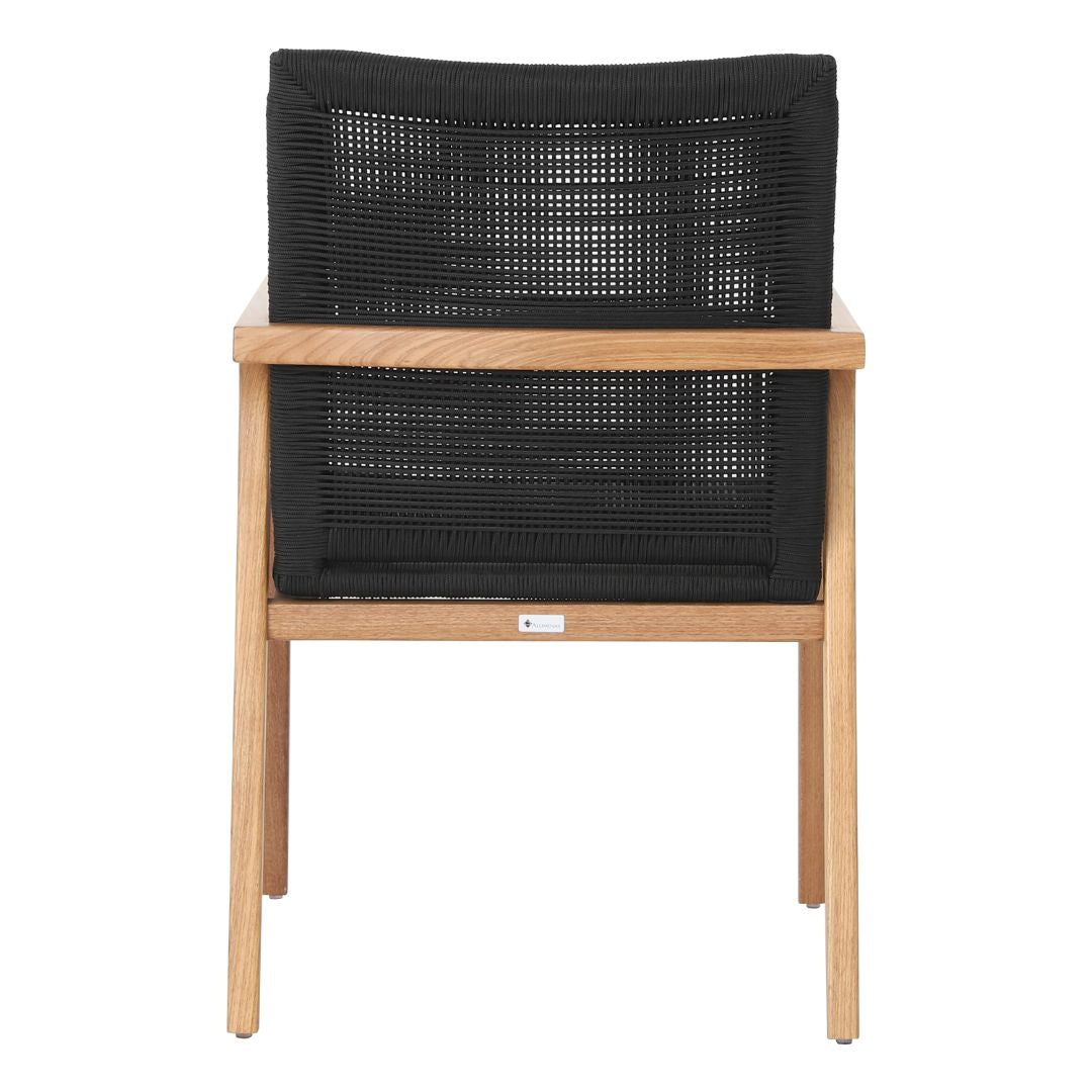 Itapuã Chair with Armrests in Freijó Wood and Nautical Rope in Black