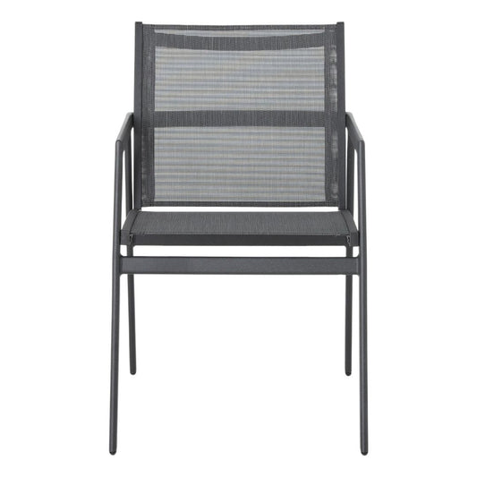 Itapuã Chair with Arms, Aluminum, Lead Color, Mixed Gray Fabric