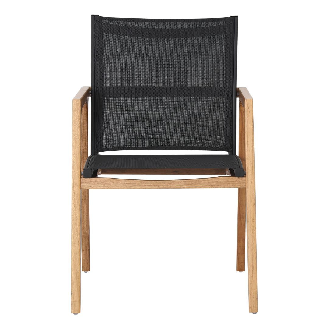 Silla con Brazo Itapuã Freijó Madera Lona Color Negro Cerrada