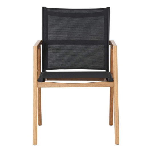 Itapuã Chair with Armrests in Freijó Wood, Black Canvas, Closed