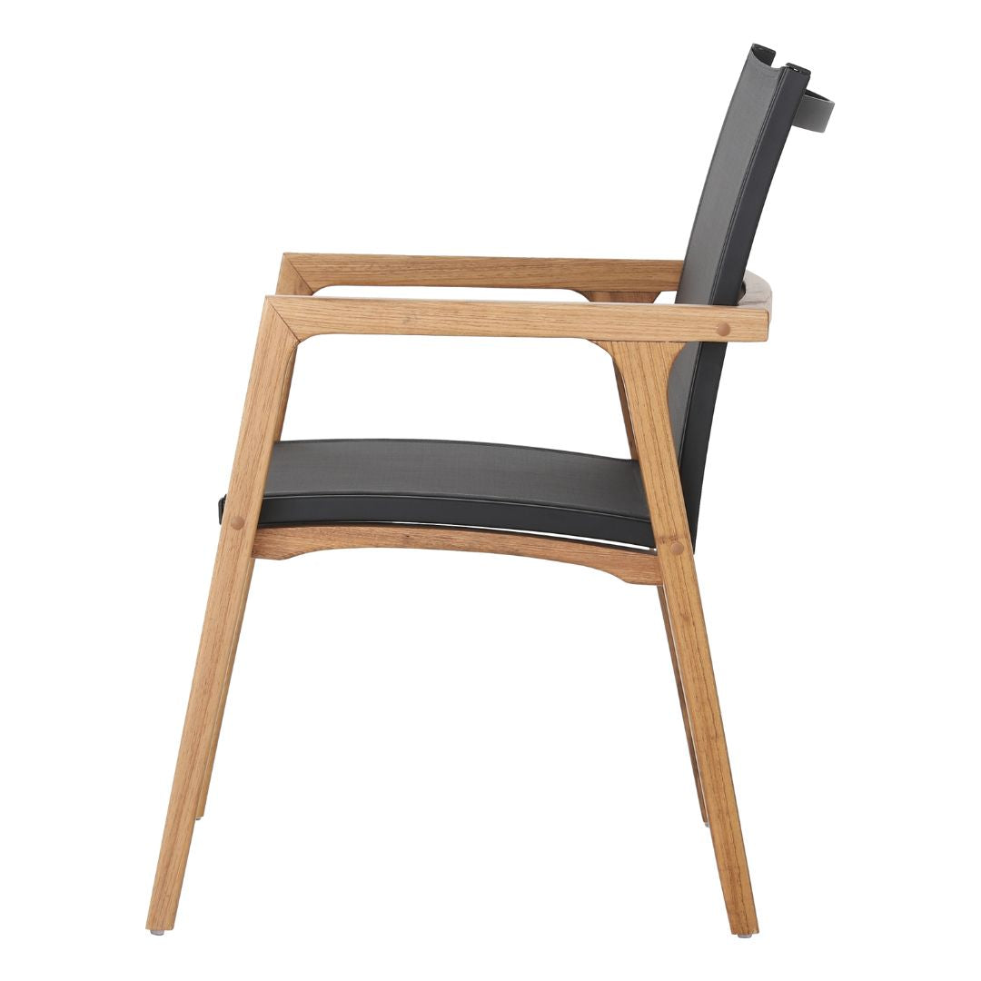 Silla con Brazo Itapuã Freijó Madera Lona Color Negro Cerrada