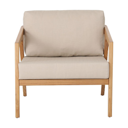 Itapuã Armchair Freijó Wood Nautical Rope Sand Color Backrest and Seat Upholstered Quaker Beige Fabric