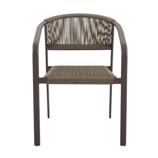 Lapa Aluminum Armchair Brown Color Nautical Rope Color Mixed Beige