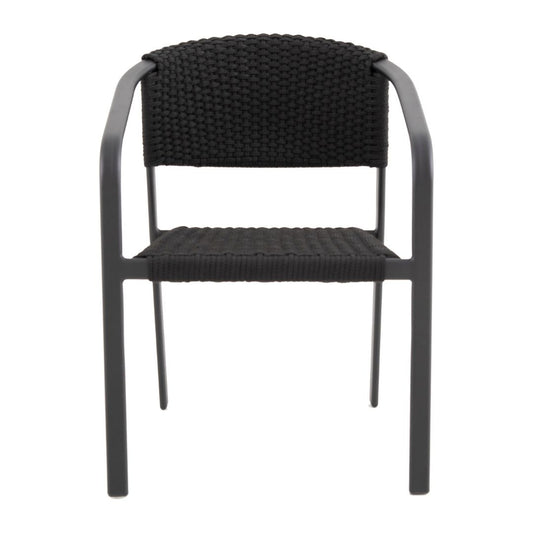 Lapa Aluminum Armchair, Lead Color, Flat Nautical Rope, Black Color