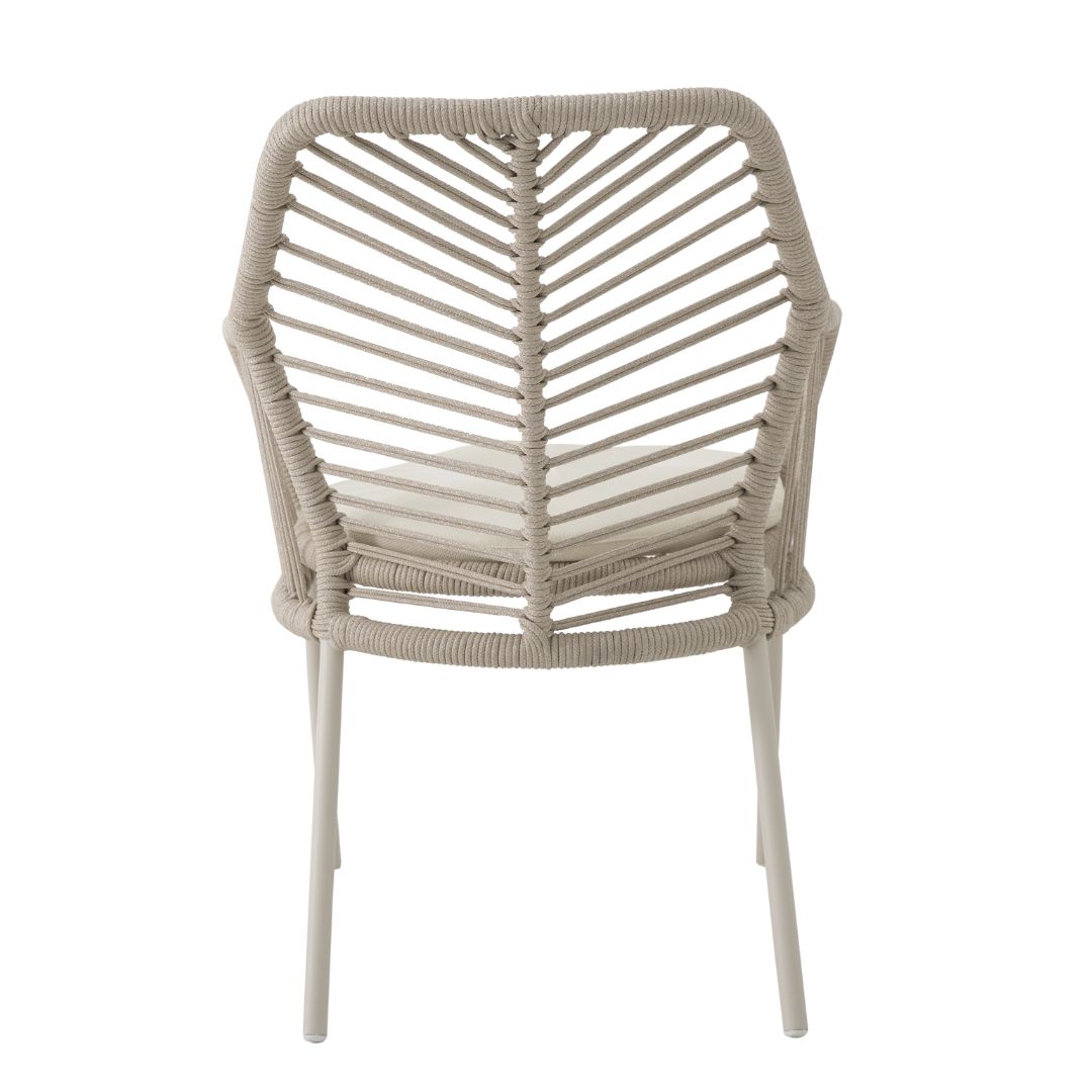 Selecta Aluminum Armchair Beige Color Nautical Rope Sand Color Upholstered Seat Capitain Alabaster Fabric