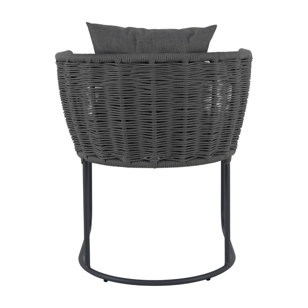 Susi Armchair Aluminum Lead Color Nautical Rope Gray Color Upholstered Seat Quaker Fabric Mixed Gray